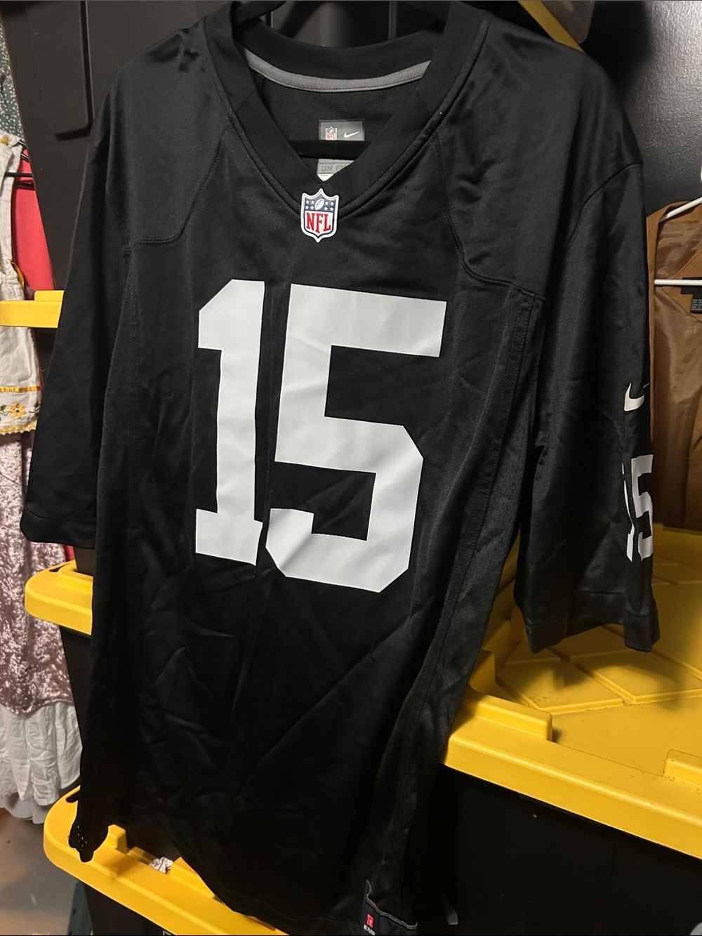 Nike Men’s Black NFL #15 Jersey with White Numbers
